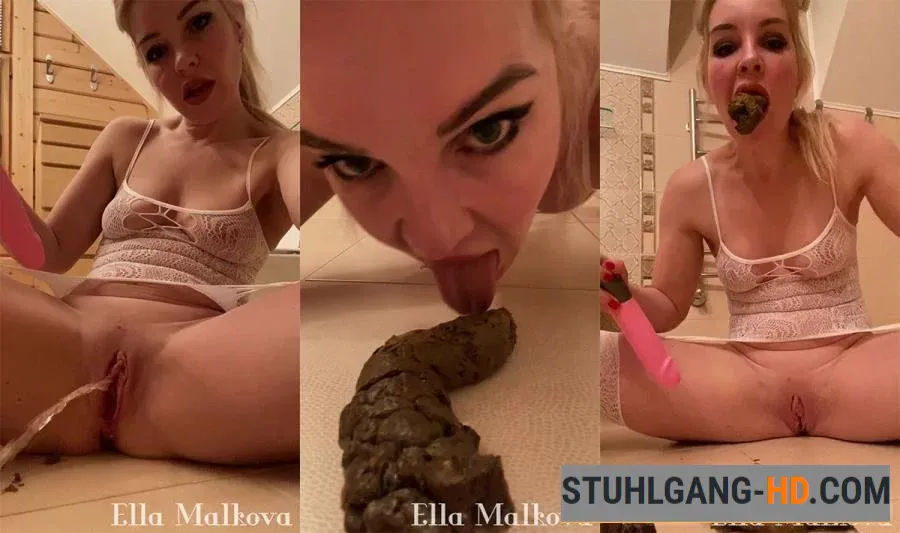 Scat Ella / Ella Malova - Masturbating and Licking Shit (Kacken, Scheißen, Scheiße essen) [UltraHD 2K] 440 MB