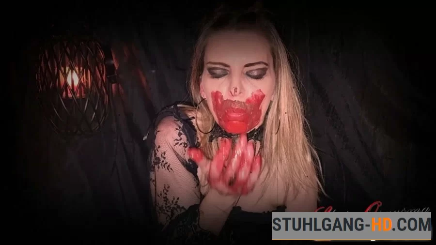 SlutOrgasma - Extreme scat and puke swallowing - Bloody scat dinner of a satanic (Kacken, Scheißen, Scheiße essen) [FullHD 1080p] 4.11 GB